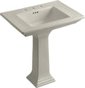 Kohler K-2268-8-G9 Memoirs Pedestal Lavatory with 8' Centers and Stately Design, Sandbar