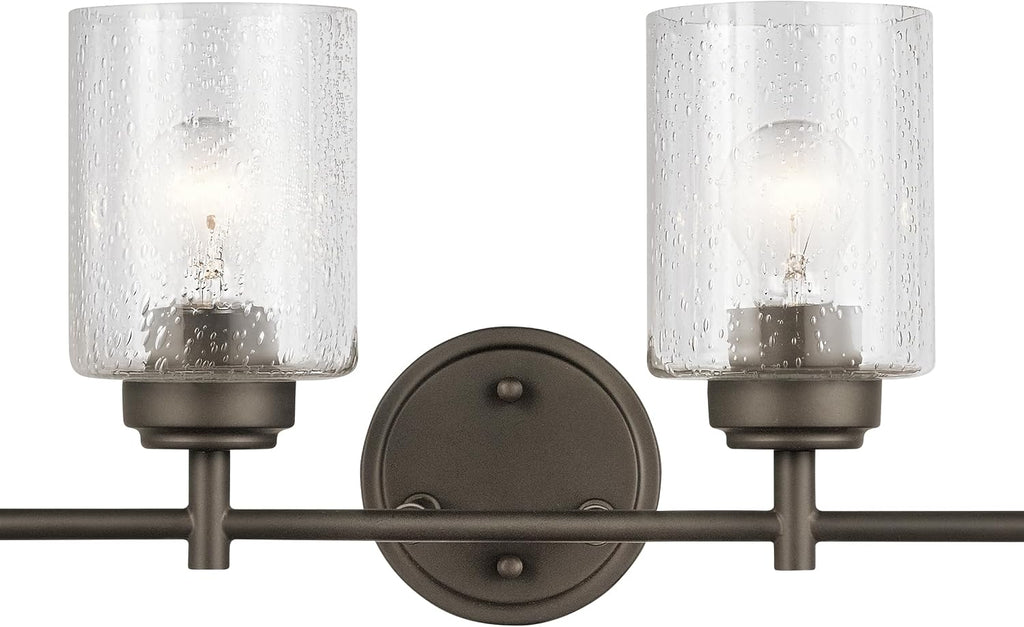 Kichler Winslow 30' Vanity Light in Olde Bronze®, 4-Light Transitional Bathroom Light with Clear Seeded Glass. (30' W x 9.25' H), 45887OZ