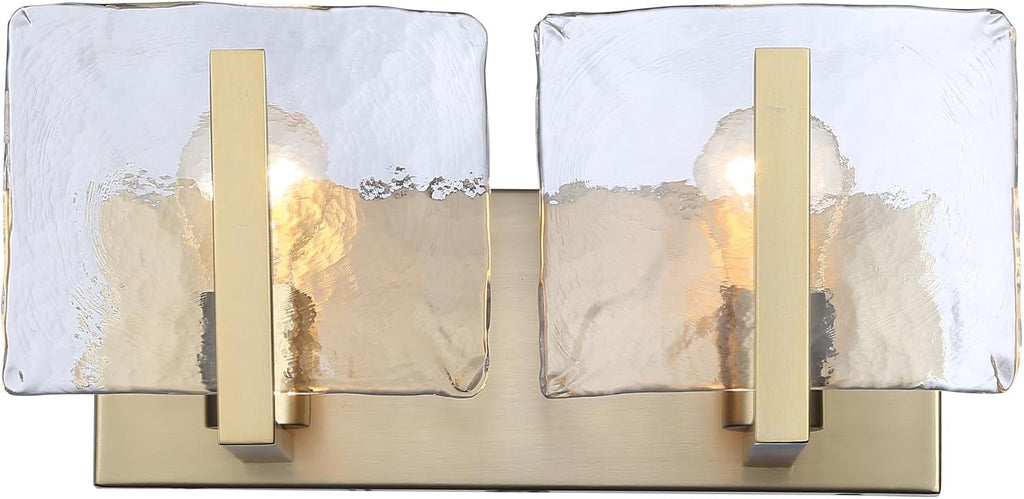 Golden Lighting Aenon BCB 2 Light Bath Vanity in Brushed Champagne Bronze with Hammered Water Glass Shade