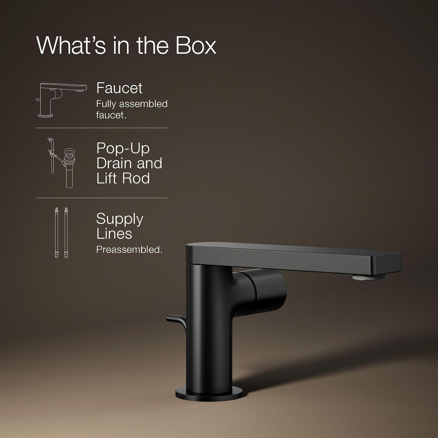 Kohler 73050-7-BL Composed® Single-Handle Bathroom Sink Faucet with Cylindrical Handle, 1.2 gpm, Matte Black
