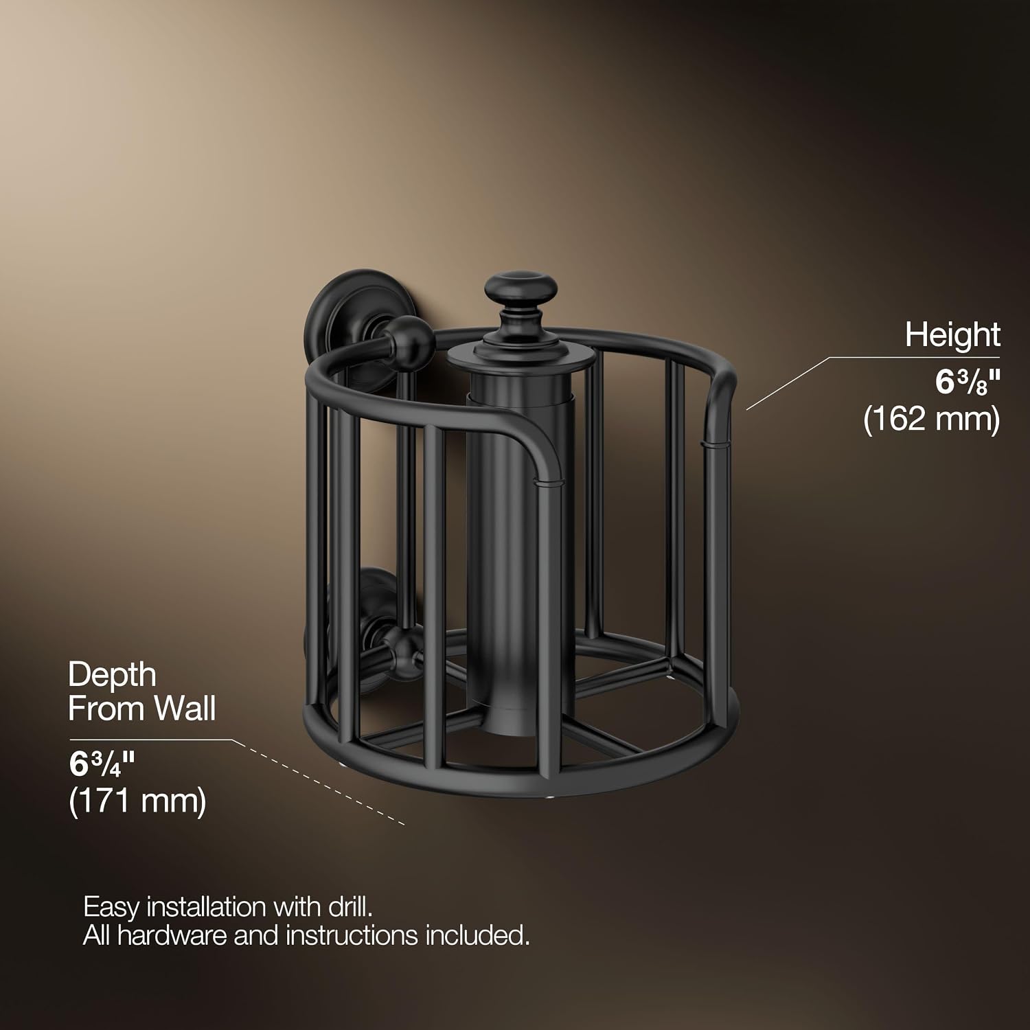 Kohler 72576-BL K-72576-BL Artifacts Tissue Carriage, Matte Black