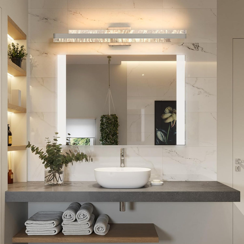 Modern Bathroom Vanity Light: Brushed Nickel 32 inch 28W Dimmable LED Bath Bar Light Fixtures Over Mirror - Wall Sconce Picture Lights for Powder Room Bedroom 3000k