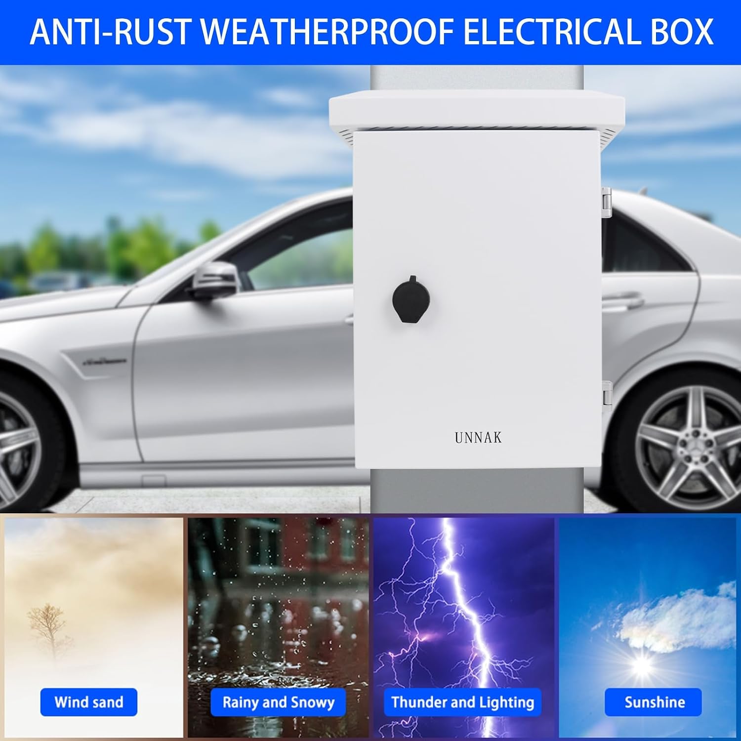 Outdoor Electrical Box NEMA Enclosure - 19.7x15.7x11.8 Network Weatherproof Exterior Box Ventilated Enclosure hinged Galvanized Electrical Ventilation Design(500x400x300mm)
