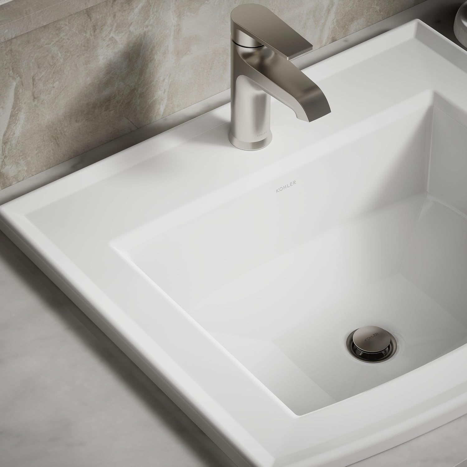 Kohler 2356-1-0 Archer® 22-3/4' rectangular drop-in bathroom sink, White