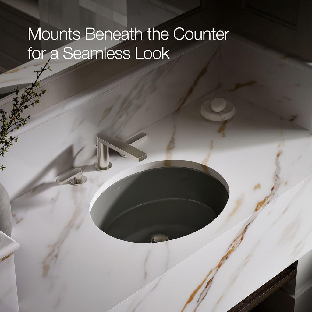 KOHLER K-2881-58 Verticyl Oval Undercounter Bathroom Sink, Thunder Grey