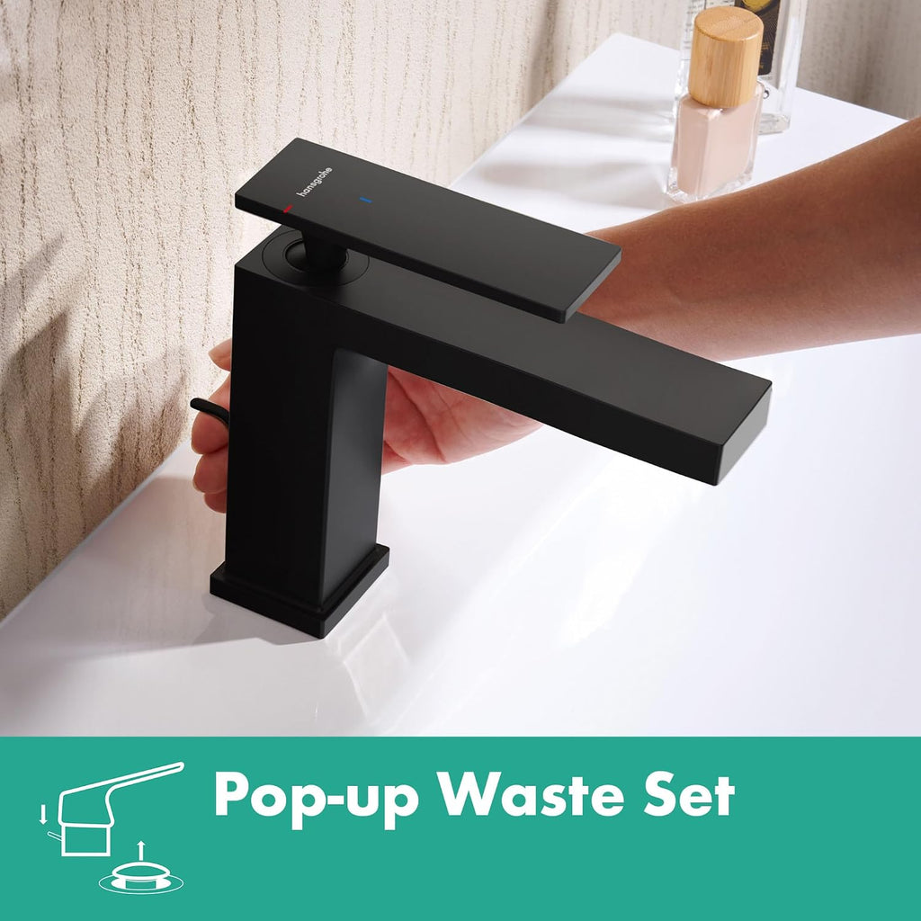 hansgrohe Tecturis E -Handle -Hole 5-inch Tall Bathroom Sink Faucet in Matte Black, 73002671