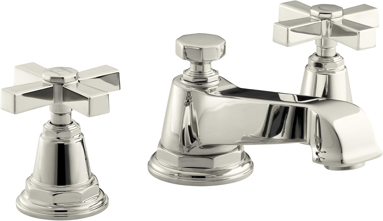 Kohler K-13132-3A-SN Pinstripe 2 Handle Widespread Bathroom Faucet Polshd Nickel