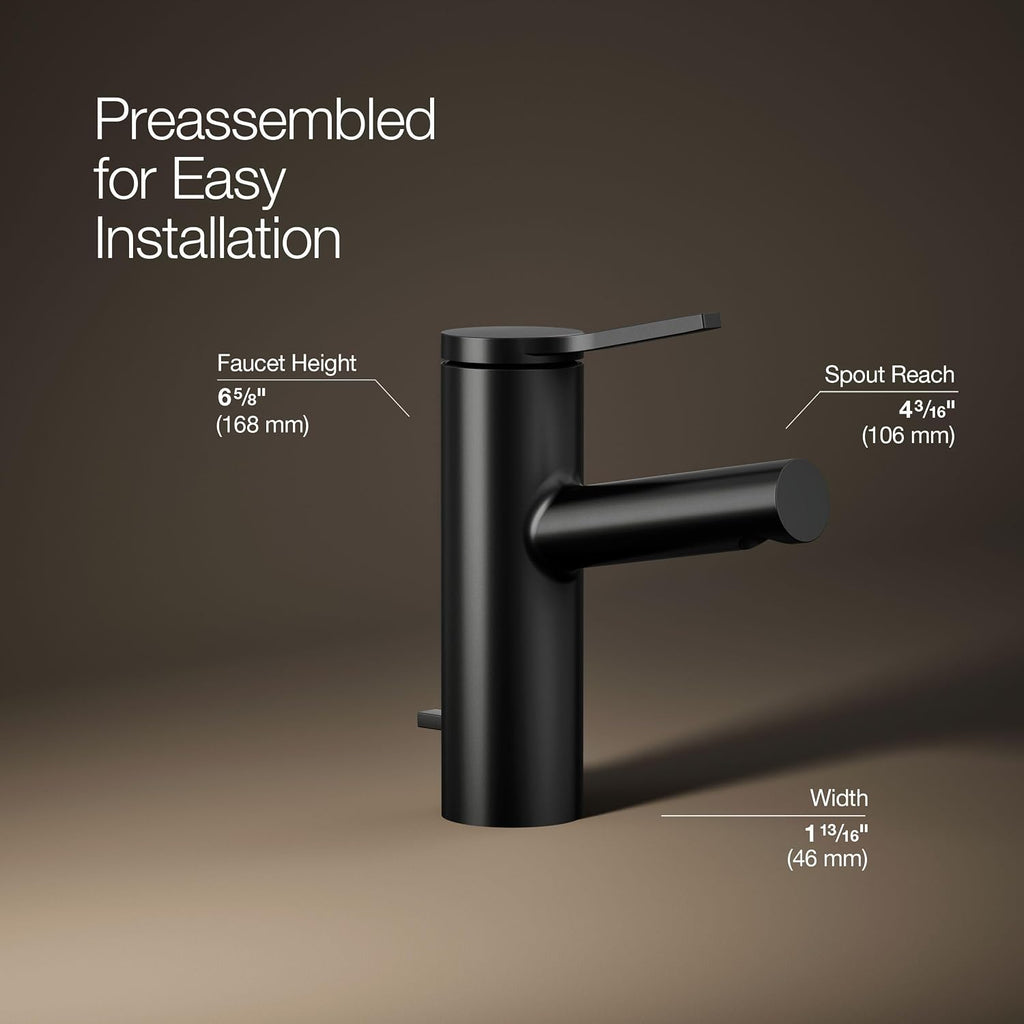 Kohler 99491-4-BL Elate® Single-Handle Bathroom Sink Faucet, 1.2 gpm, Matte Black