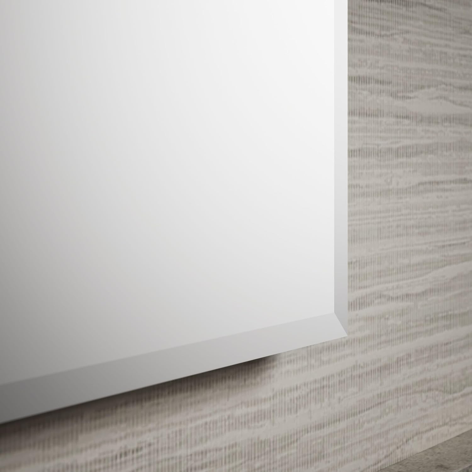 Kohler CB-CLC1526FS Frameless Bathroom Mirror Medicine Cabinet, Single Door, Rectangular Beveled Edge Frame, Bathroom Cabinet Mirror, Adjustable Shelves, 15 in. W x 26 in. H