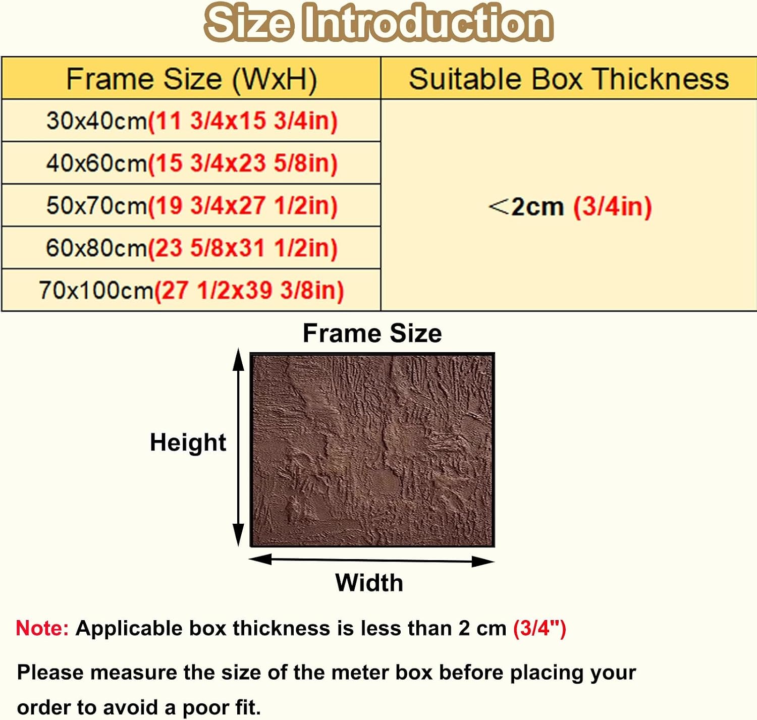 Decorative Breaker Box Cover Art Stone Texture, Outdoor Fuse Box Panel Covers for Wall/Replacement, Indoor Electricity Meter Box Plate for Kitchen(Deep Coffee,50x70cm(19 3/4x27 1/2in))