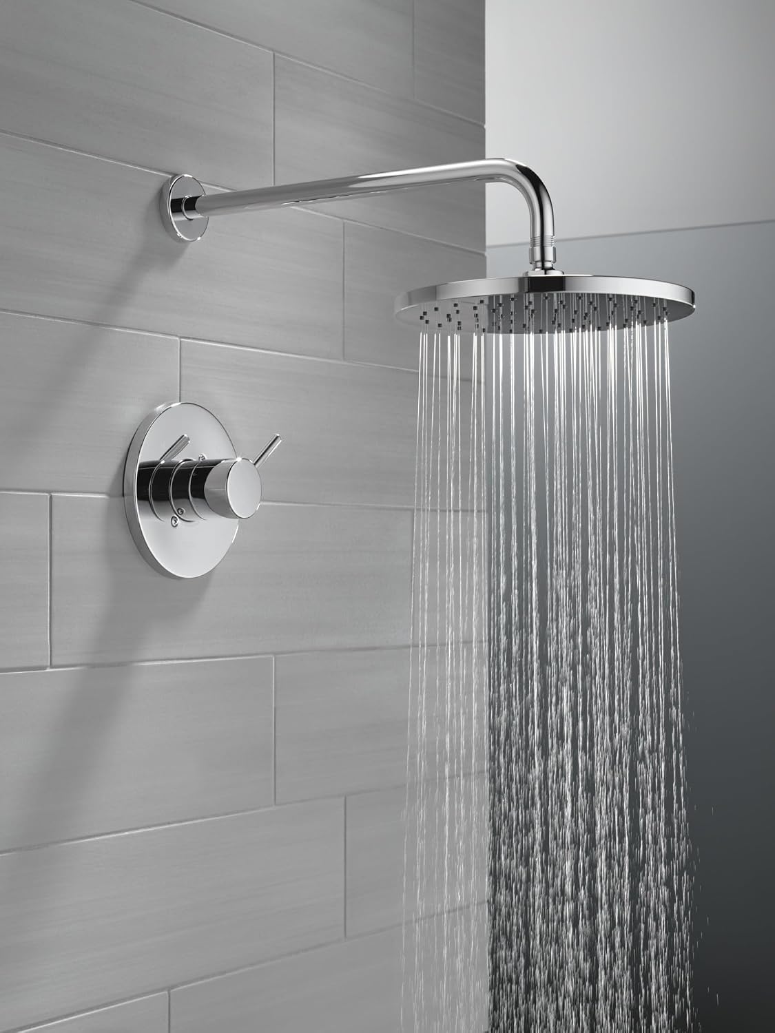 Delta Modern 14 Series Round Rain Shower Faucet Set, Chrome Shower Head and Handle Set, Valve Trim Kit, Chrome T14269-PP (Valve Not Included)