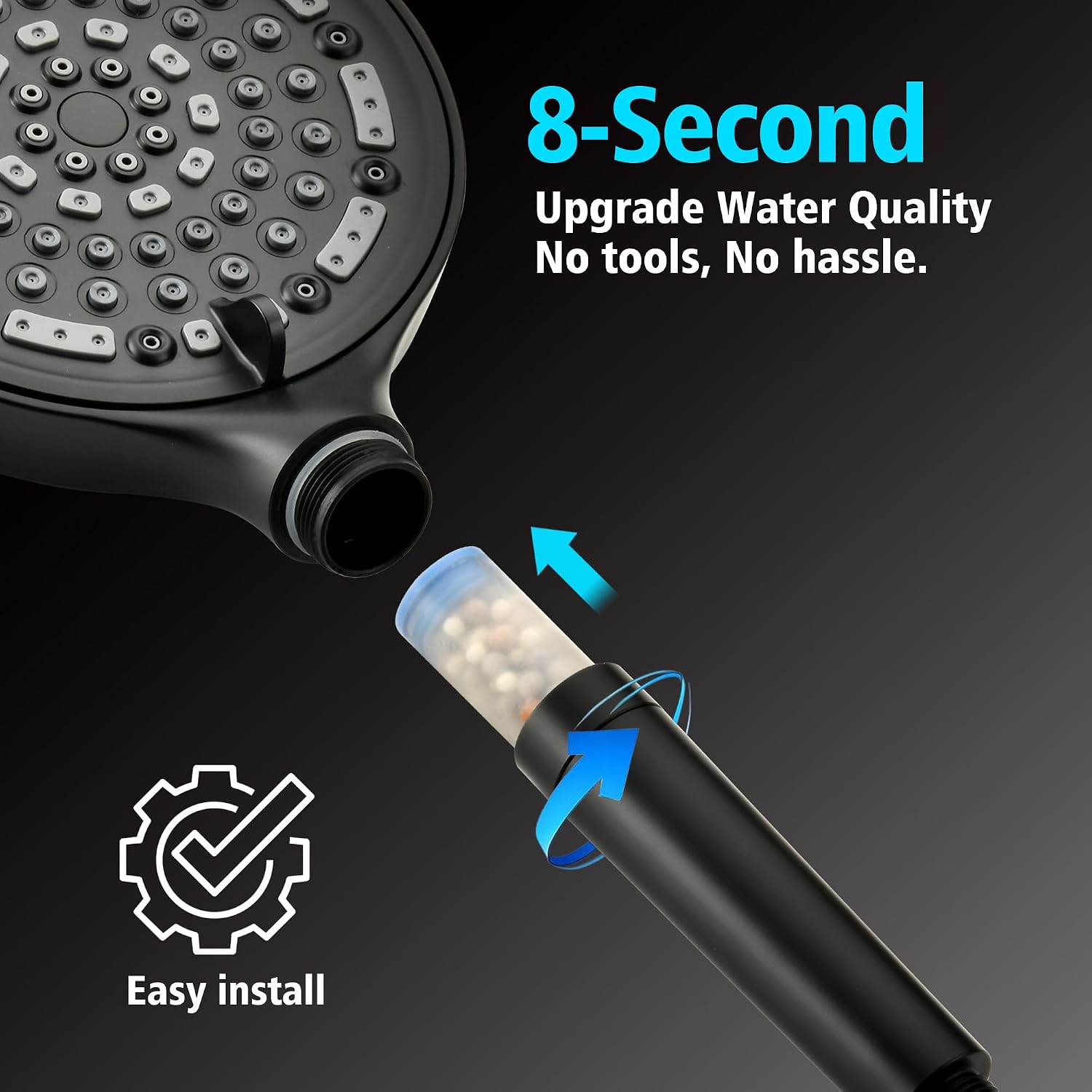 SUMERAIN Matte Black Shower System with Tub Spout, Modern Tub Shower Faucet with 6-Spray Filtered Handheld Shower Head