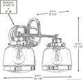Urban Ambiance Luxury Industrial Chic Bathroom Vanity Light, Medium Size: 11.25' H x 16.25' W, with Art Deco Style Elements, Polished Nickel Finish, UHP2536, Nottingham Collection