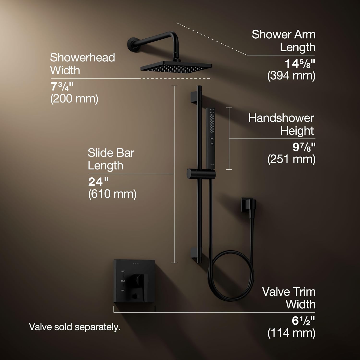Kohler K-26273-G-BL Honesty Shower Kit with Showerhead, Handshower, and Trim, 1.75 gpm, Matte Black