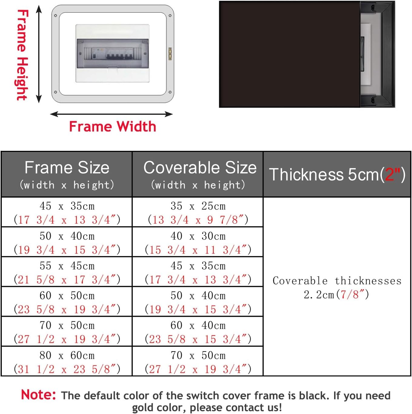 Electrical Panel Cover Push-Pull Electrical Panel Cover Wall Hanging, Solid Color Fuse Box Cover Room Decor, Breaker Box Cover Hide Meter Box, for Home/Office(Black,WXL-70 x 50CM-27.6x19.7)