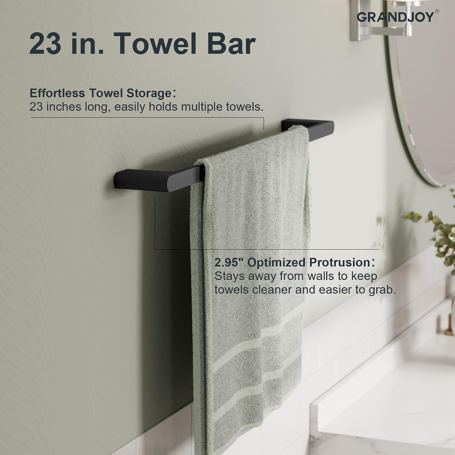 Bathroom Hardware Set 4 Piece Wall Mount Zinc Alloy with Towel Bar Toilet Paper Holder Hook Matte Black