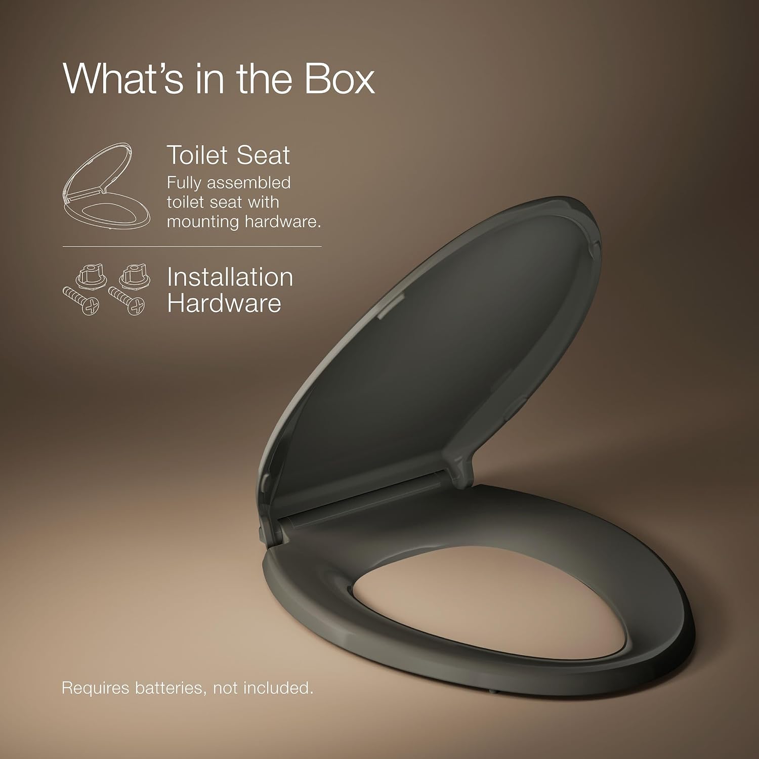 KOHLER CACHET® Nightlight Soft Close Toilet Seat Elongated, ReadyLatch®, Grip-Tight Hardware, Thunder Gray
