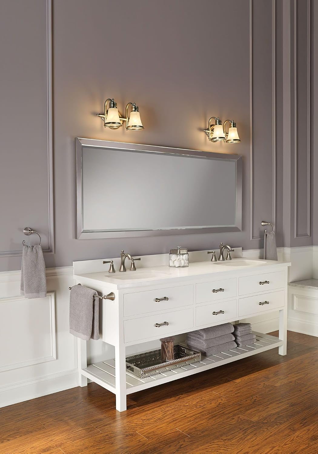 Moen Wynford Brushed Nickel Two-Handle Widespread High-Arc Bathroom Faucet with Lever Handles, Valve Required, T4520BN