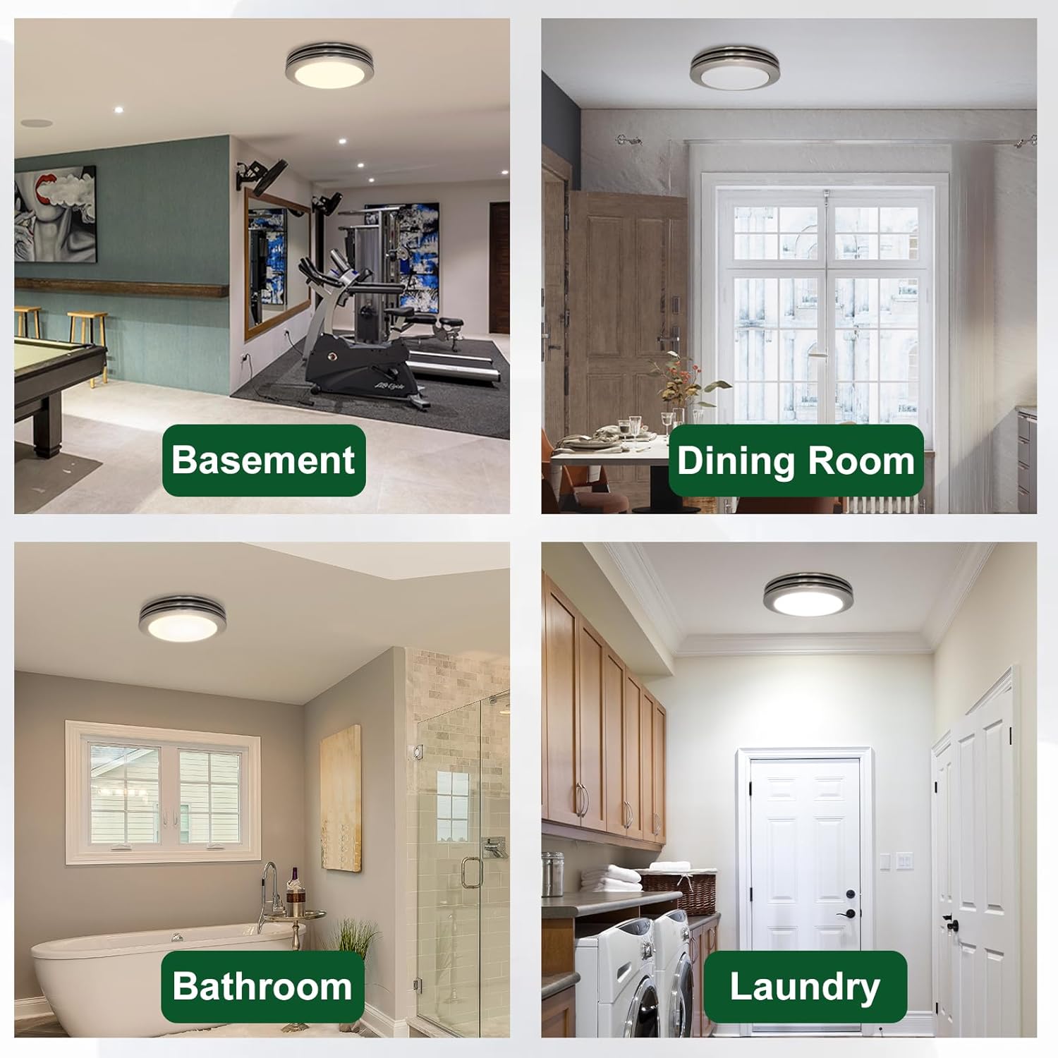 Akicon Bathroom Exhaust Fan with Shower Light, 80 CFM 2.0 Sones Round Bathroom Fan Light Combo, Dimmable 3CCT LED Lights Vent Fans with Acrylic Cover for Shower Room, Home (Brushed Nickel)