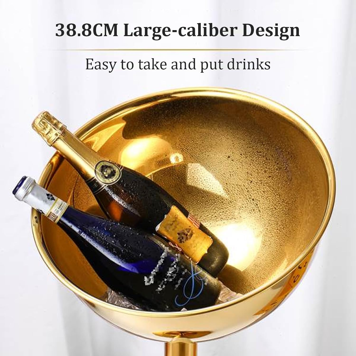 Ice Bucket Gold with Stand, 12L Metal Buckets for Party Bar Camping BBQ Home Wedding Gift, Capacity for 6 Bottles Champagne