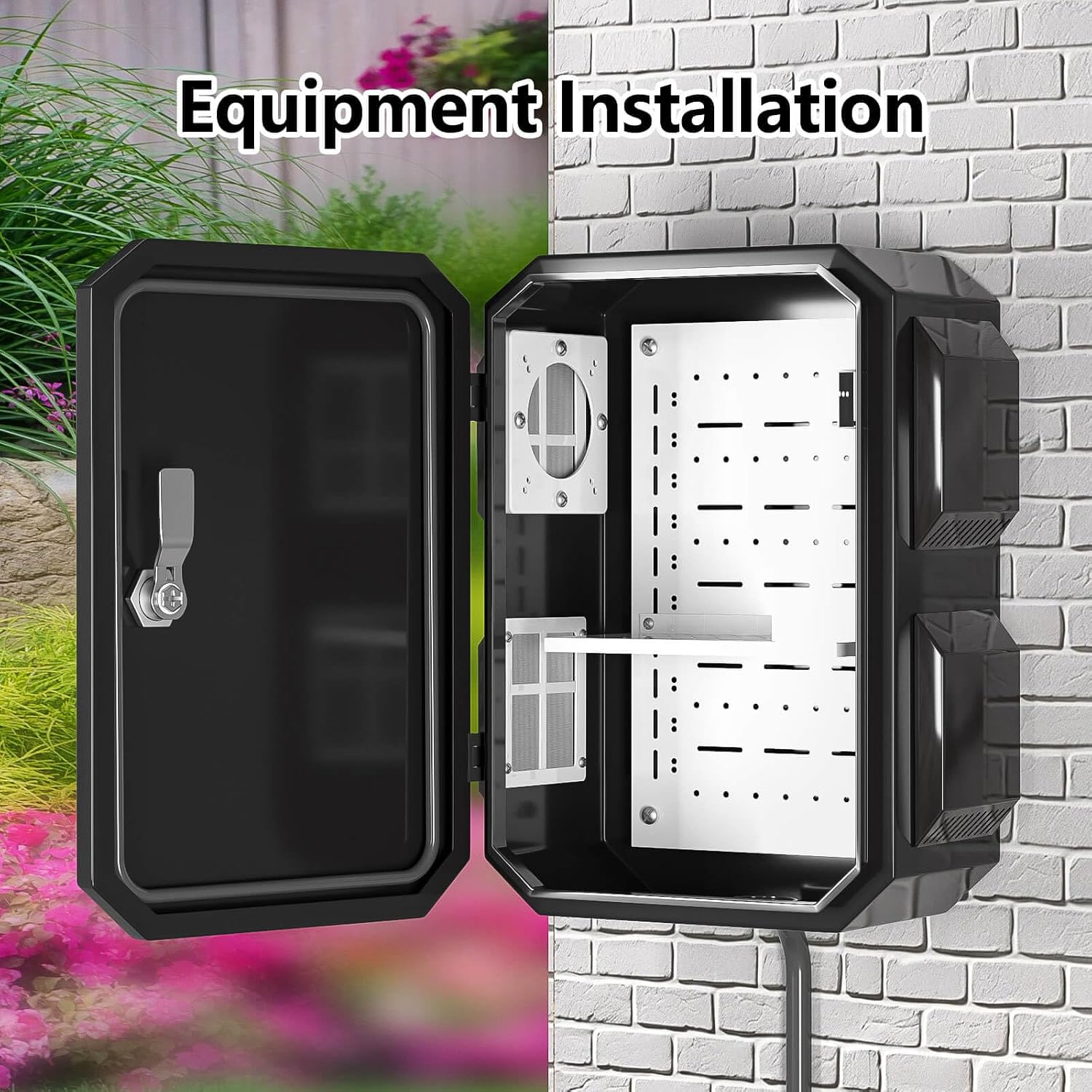 Outdoor Electrical Box, Cold-Rolled Steel Plate, Aluminum Alloy Back Beam, One-Piece Ventilation Design, IP65 Waterproof, Wall/Pole Mounted (15.7' x 12' x 8')