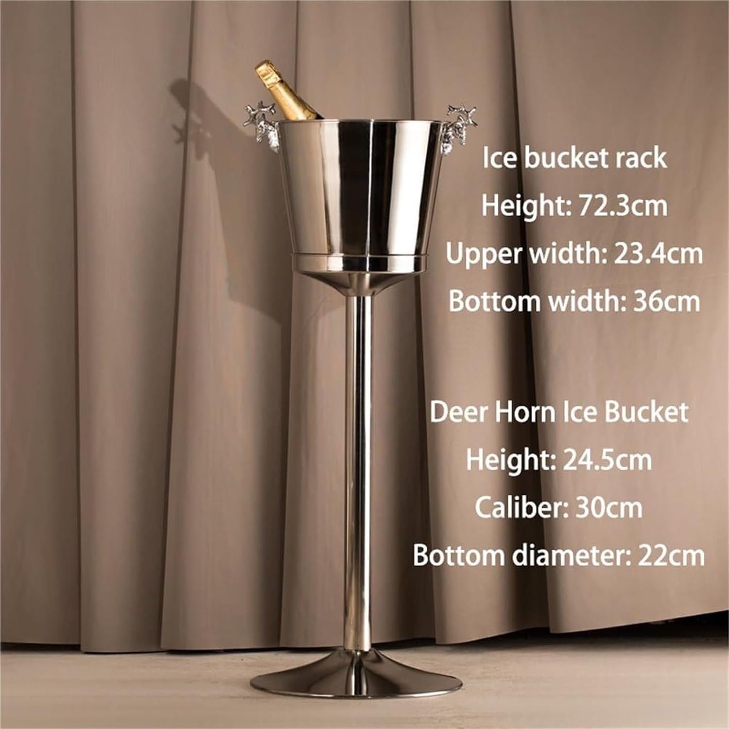 Ice Bucket with Stand， Stainless Steel Bucket Wine Chiller On Stand Tall for Party Bar KTV BBQ Home(Gold)