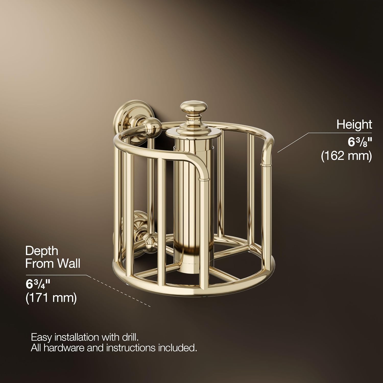Kohler 72576-AF Artifacts Toilet Paper Carriage in Vibrant French Gold