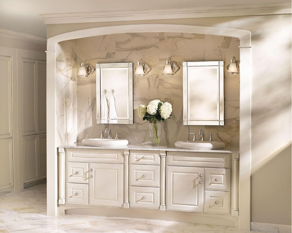 Moen YB9861CH Waterhill 1-Light Dual-Mount Bath Bathroom Vanity Fixture with Frosted Glass, Chrome