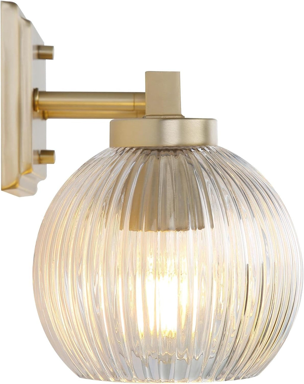 Elliott 3-Light Vanity Light in Brushed Champagne Bronze with Ribbed Clear Shade