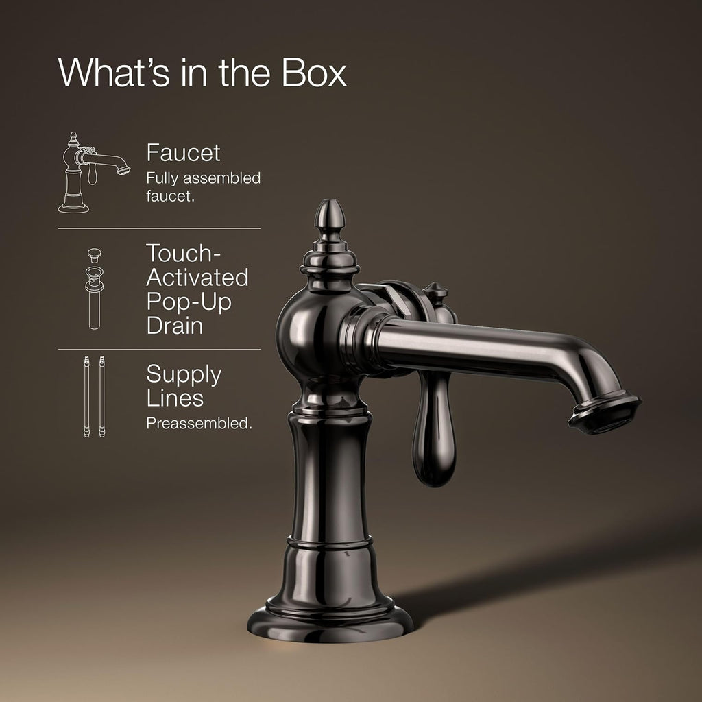 Kohler 72762-9M-TT Artifacts® Single-Handle Bathroom Sink Faucet, 1.2 gpm, Vibrant Titanium