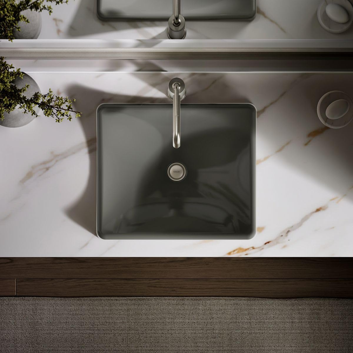 KOHLER K-2833-58 DemiLav Wading Pool Bathroom Sink, Thunder Grey