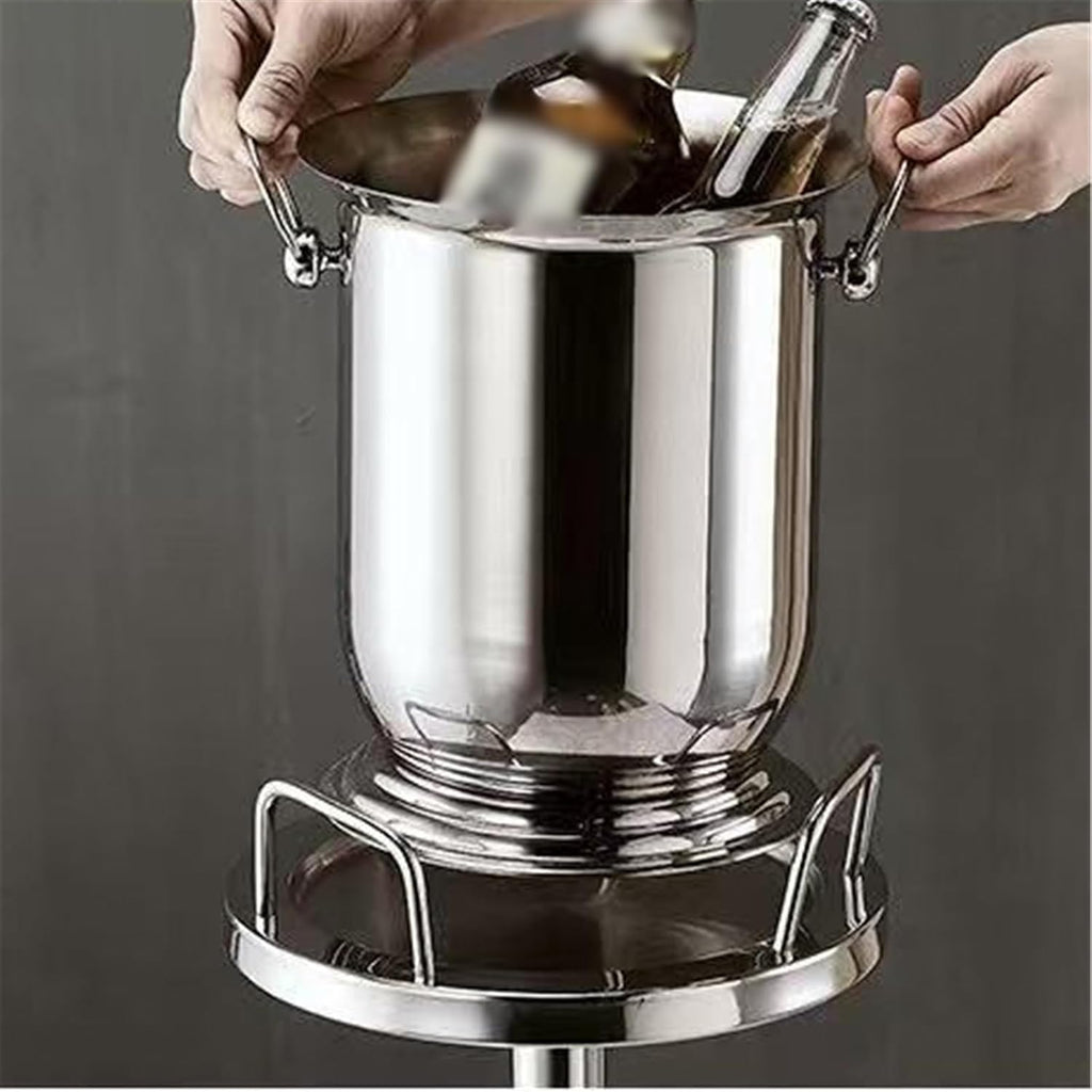 Portable Creative Stainless Steel Ice Bucket with Stand for Party Bar Ktv BBQ Home Party