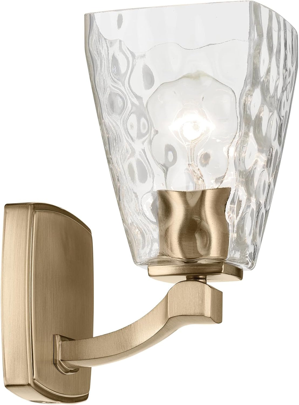 Kichler Marant 5' 1-Light Wall Sconce Bathroom Vanity Light Fixture with Clear Water Glass in Champagne Bronze for Bathroom, Powder Room and Hallway (5' W x 9.5' H), 55214CPZWTR