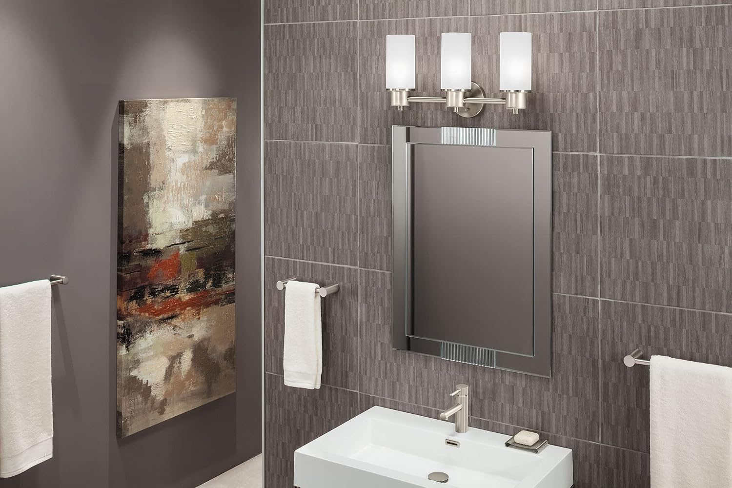 Moen DN0763CH Iso 3-Light Dual-Mount Bath Bathroom Vanity Fixture with Frosted Glass, Chrome 9.60 x 20.60 x 10.00 inches