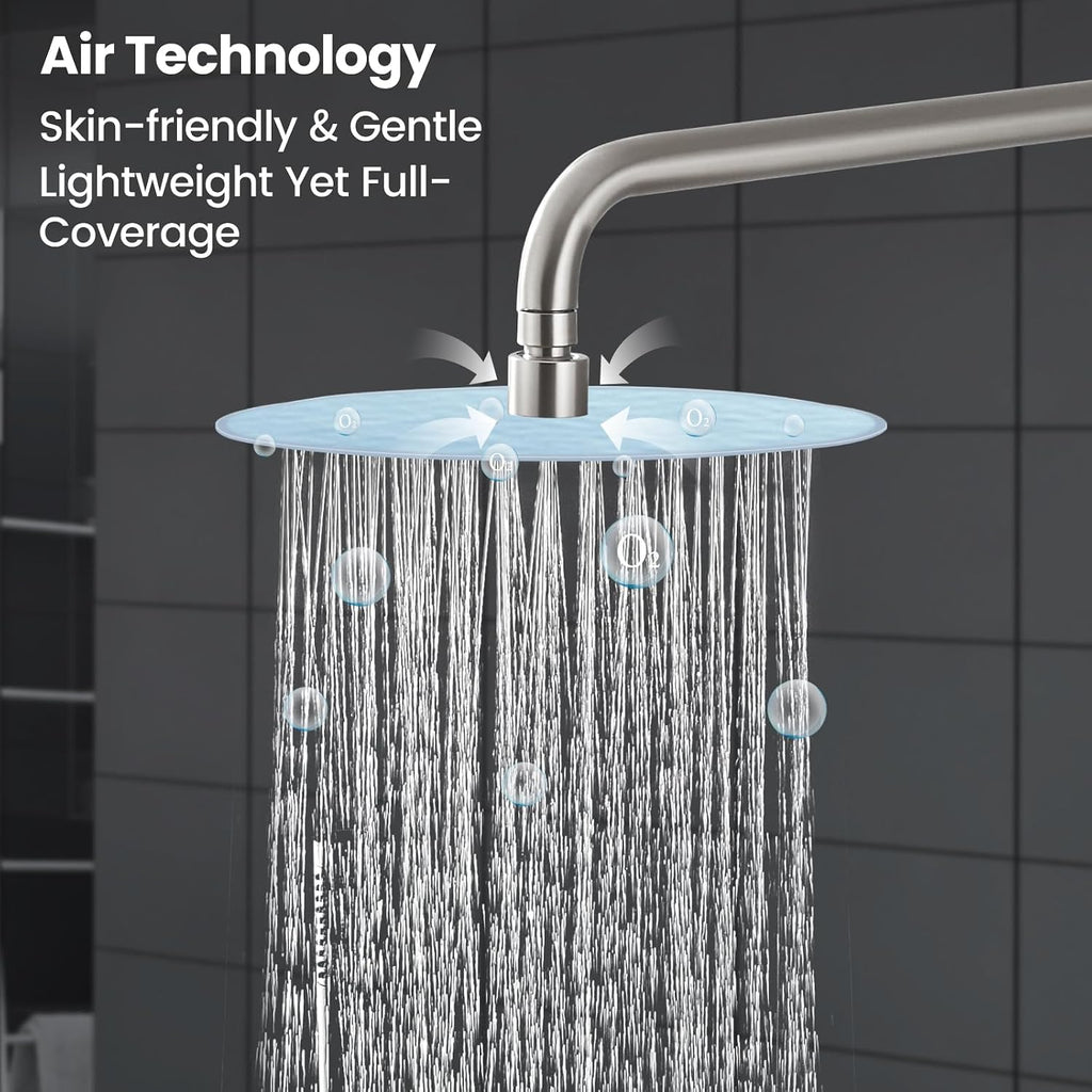 Airuida Shower Faucet Set, Bathtub Faucet Set with 10 Inch Rain Shower Head and Valve,2 Functions Tub Shower Faucet Set for Bathroom-Brushed Nickel