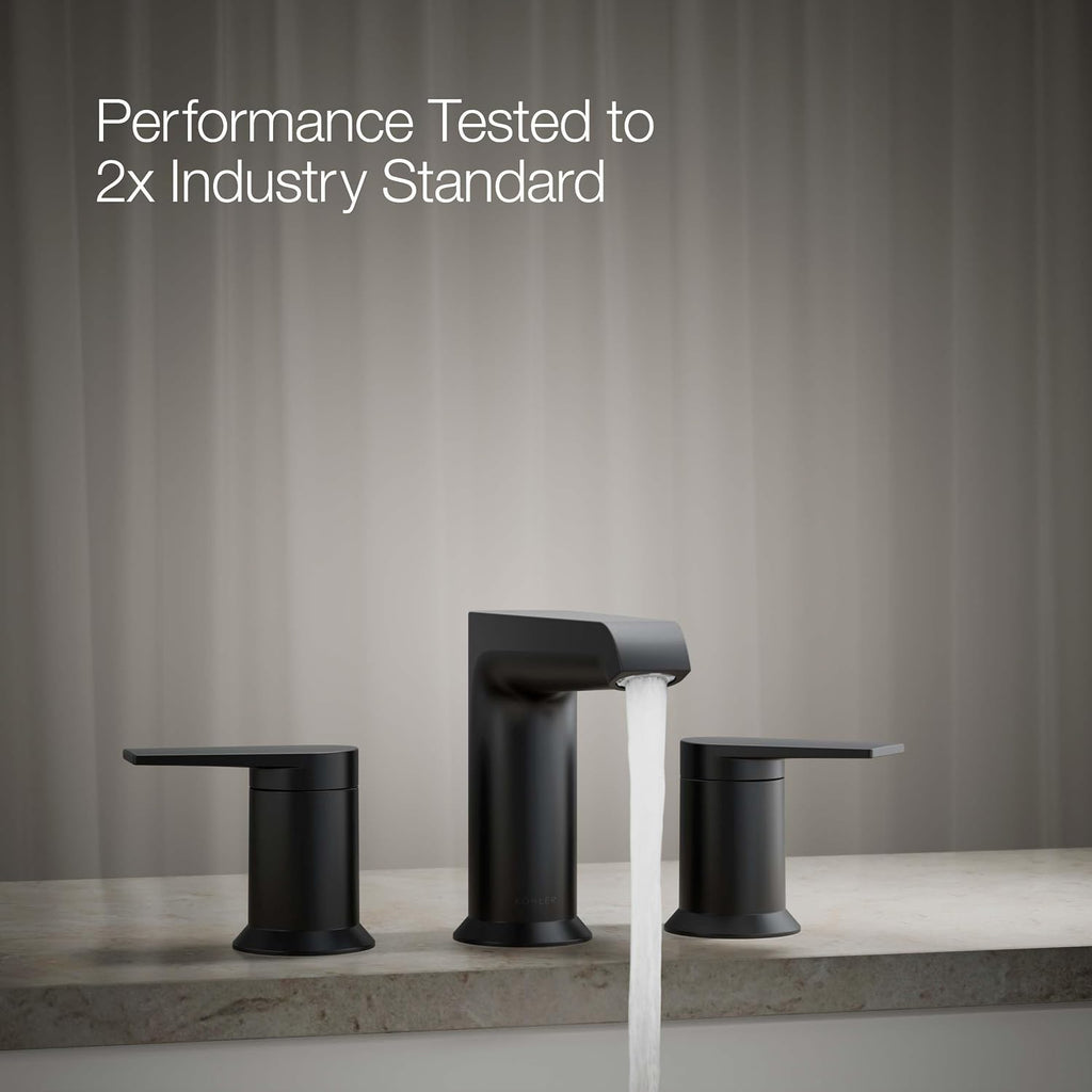 KOHLER K-T25740-4-BL Hint Two-Handle Deck-Mount Bath Faucet Trim, 10.0 GPM, Minimalist Design, Corrosion Resistant, Matte Black