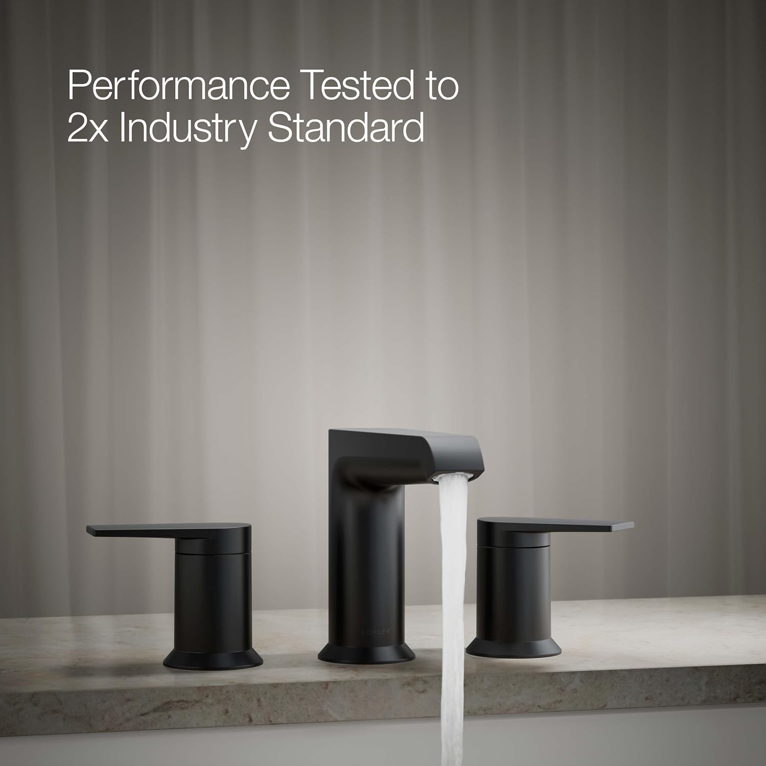 KOHLER K-T25740-4-BL Hint Two-Handle Deck-Mount Bath Faucet Trim, 10.0 GPM, Minimalist Design, Corrosion Resistant, Matte Black
