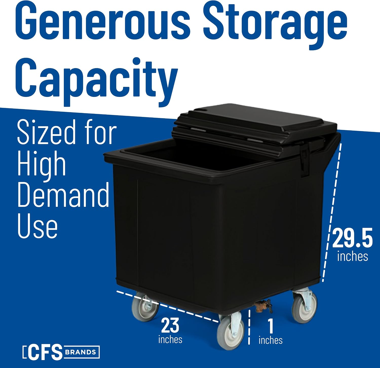 Carlisle FoodService Products Cateraide Tall Ice Caddy, Insulated Ice Carrier with 4 Swivel Casters for Catering, Bar, and Restaurants, Plastic, Holds 125 Pounds, Black