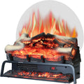 25' Electric Fireplace Log Heater, Freestanding Electric Fireplace Insert Log Set with Remote & App Control, Adjustable Flame Color& Dimer& Speed,Thermostat& Timer,750W/1500W, Black