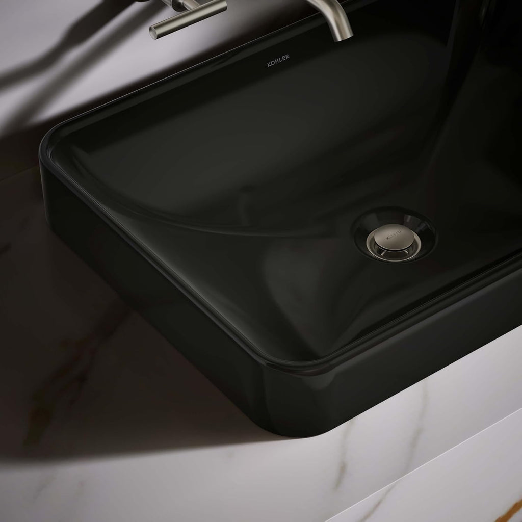 Kohler 5373-7 Bathroom Sink Vox Rectangle Vessel, Black