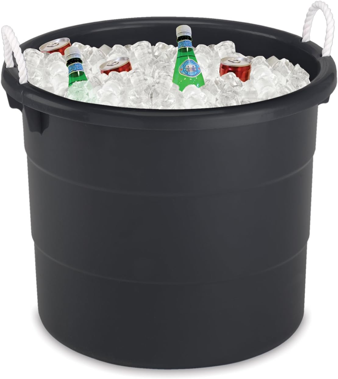HOMZ 6-Pack Utility Tub, Large Plastic Storage Bucket with Rope Handles, 18 Gallon, Black - Portable Indoor and Outdoor Buckets for Kitchen, Laundry, Garden, Bathroom, and Garage Organization