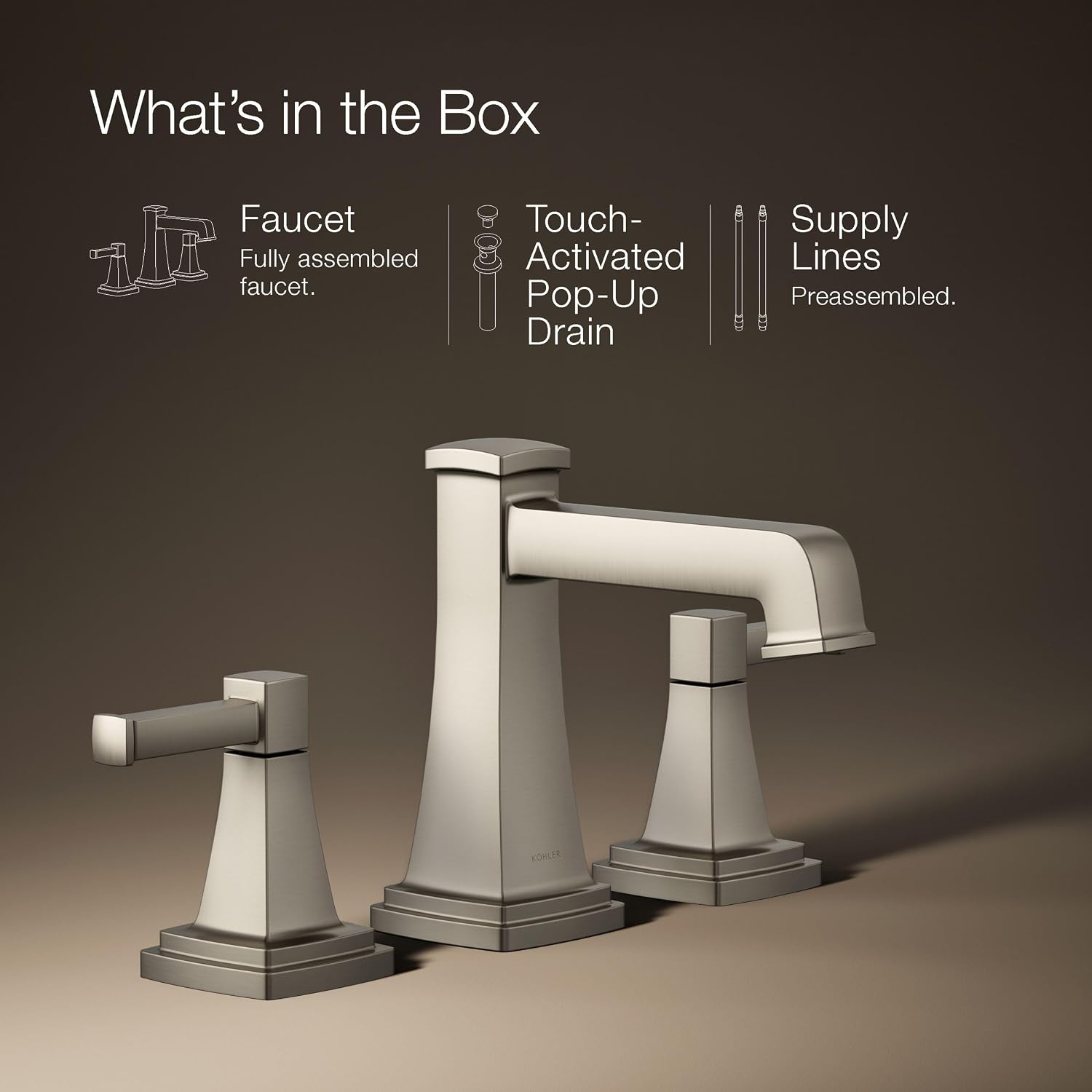 Kohler 27399-4-BN Riff® Widespread Bathroom Sink Faucet, 1.2 gpm, Vibrant Brushed Nickel