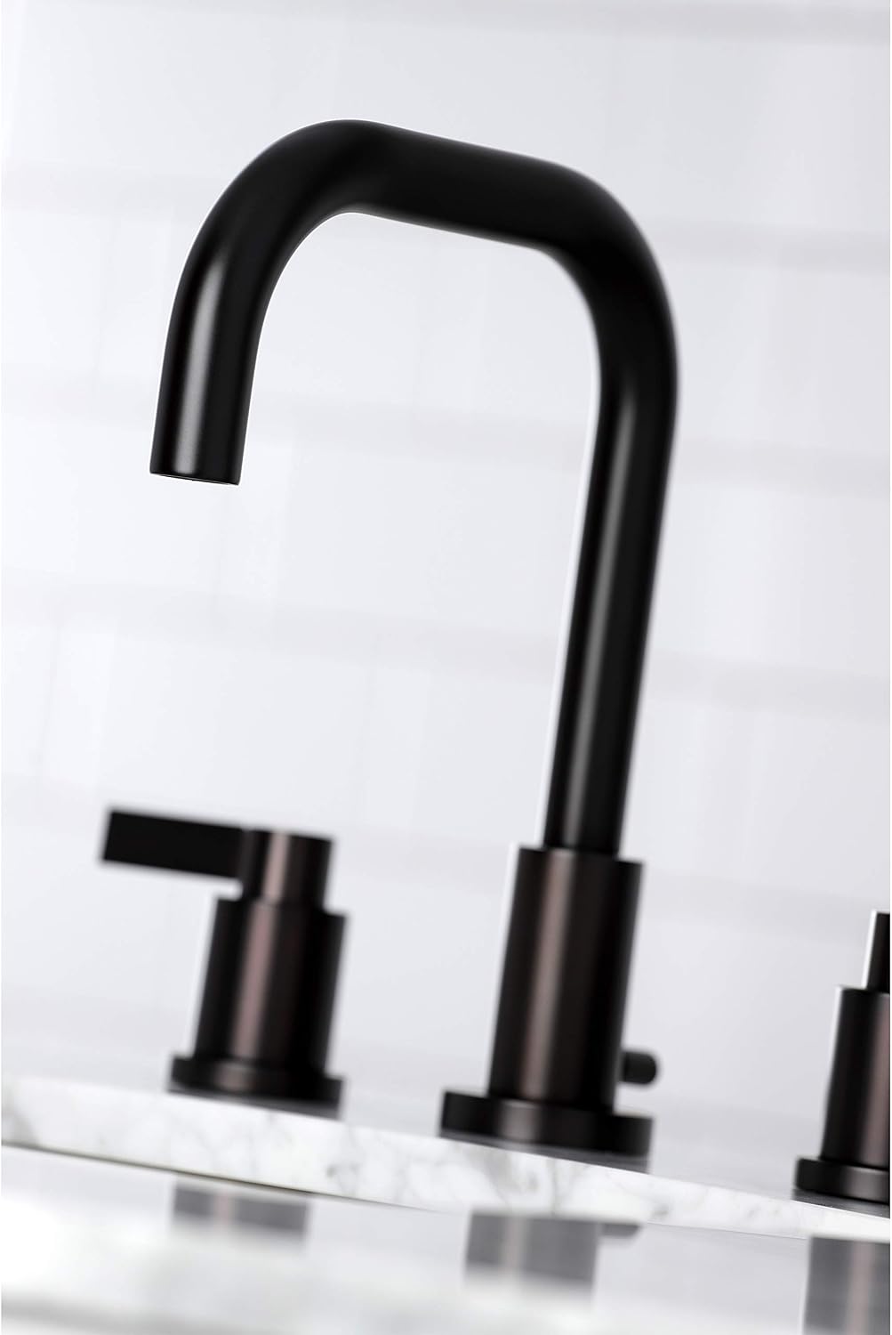 Kingston Brass FSC8935NDL NuvoFusion Widespread Bathroom Faucet with Pop-Up Drain, Oil Rubbed Bronze
