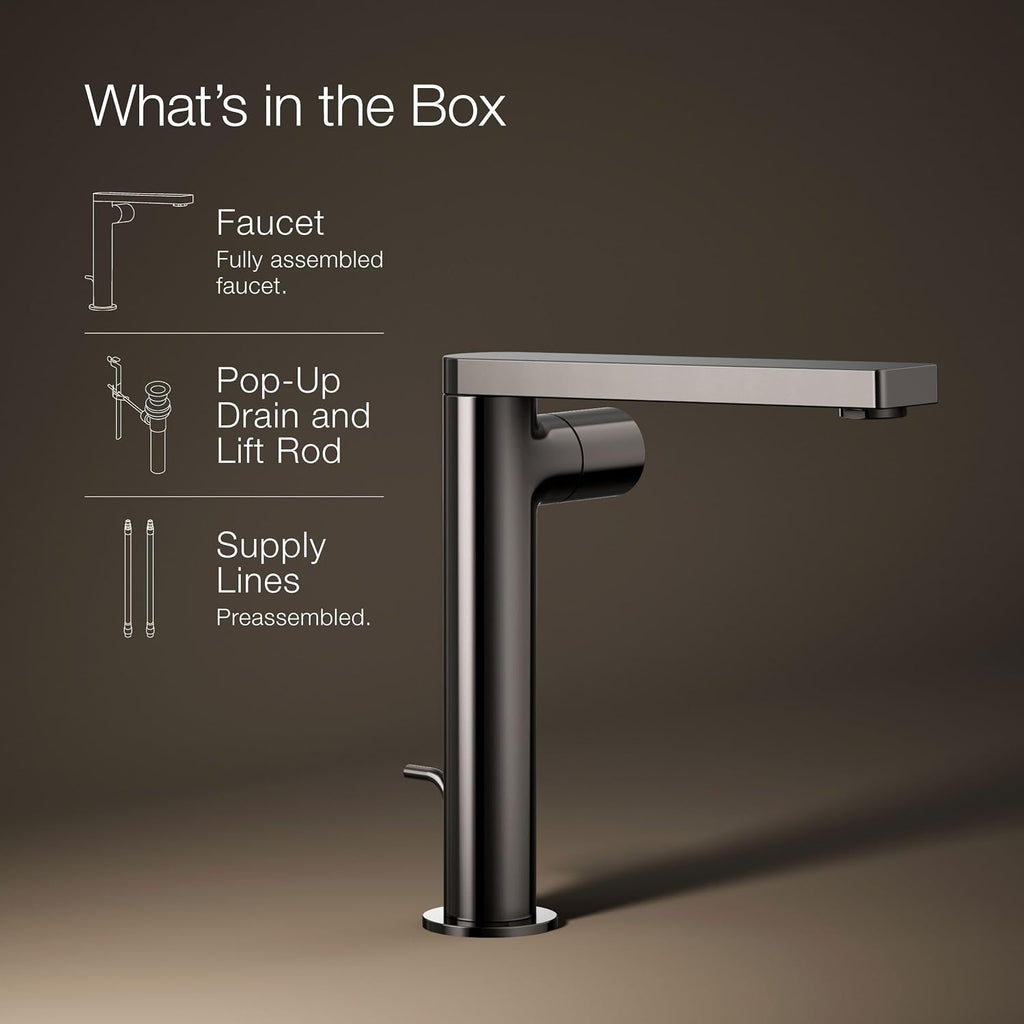 Kohler 73159-7-TT Composed® Tall Single-Handle Bathroom Sink Faucet with Cylindrical Handle, 1.2 gpm, Vibrant Titanium