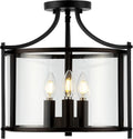 SAFAVIEH Lighting Collection Grenten Oil Rubbed Bronze 3-Light Kitchen Bathroom Dining Bedroom Foyer Hallway Flush Mount (LED Bulbs Included)