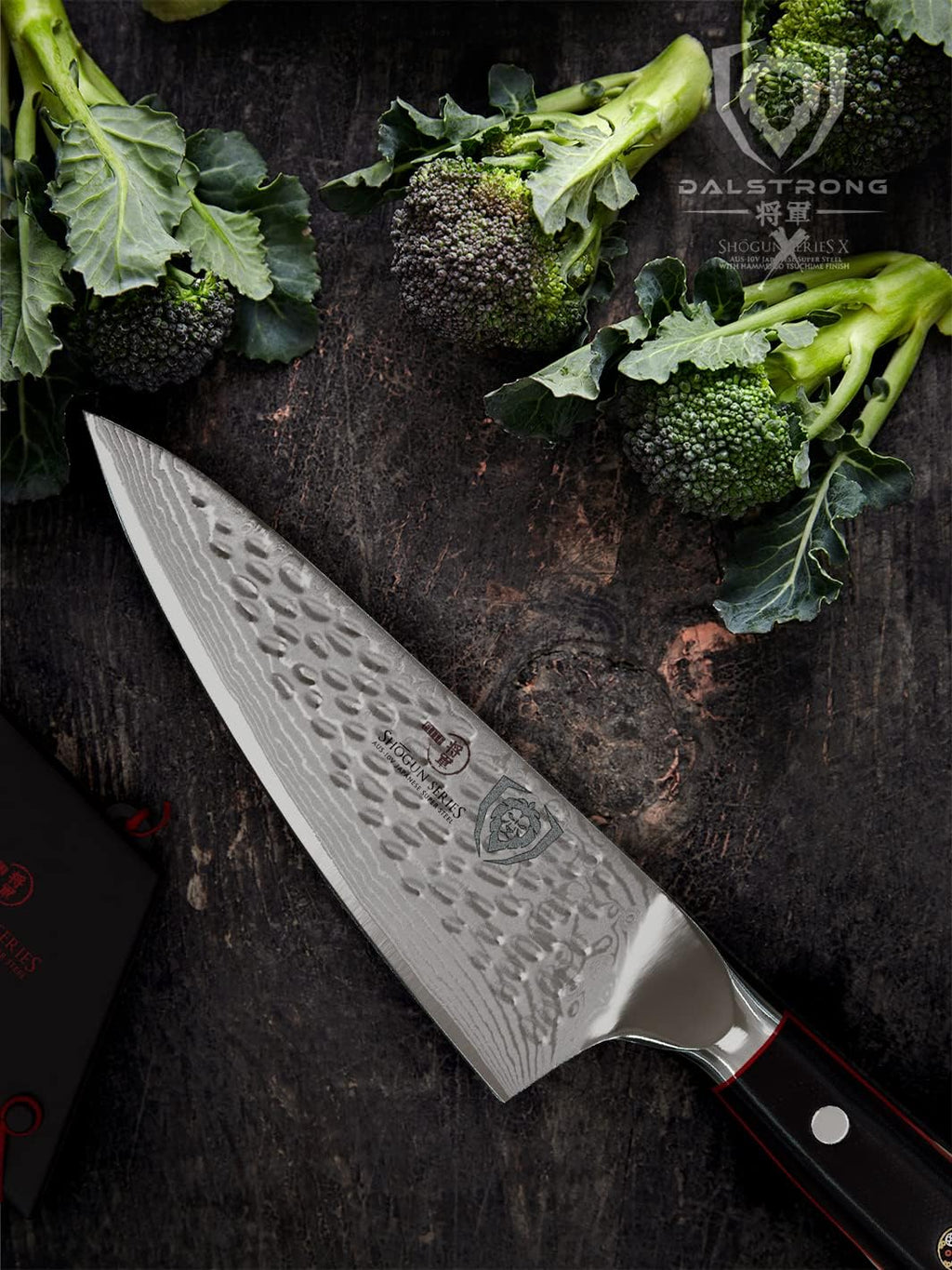 Dalstrong Chef Knife - 6 inch Blade - Shogun Series ELITE - Damascus - Japanese AUS-10V Super Steel - G10 Black Handle - Razor Sharp Kitchen Knife - Hammered Finish Chef's Knife - Sheath