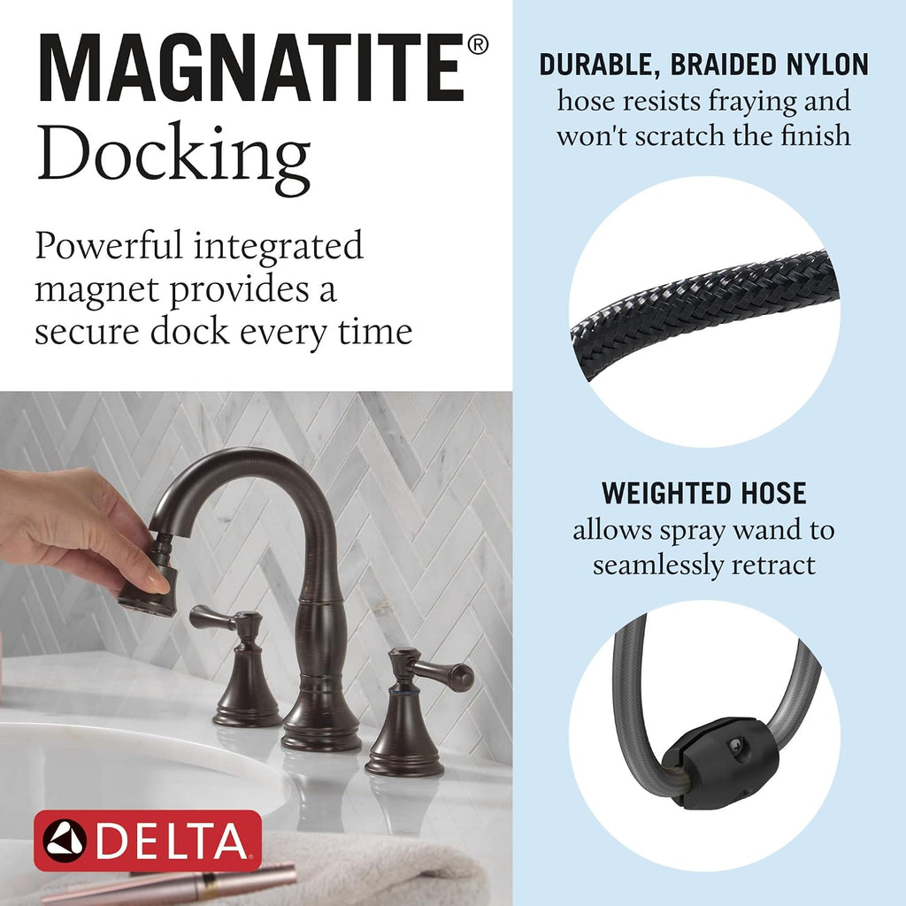 Delta Faucet Cassidy Pull Down Bathroom Faucet, Bathroom Pull Out Faucet, Oil Rubbed Bronze Widespread Bathroom Faucet 3 Hole Pull Down, Bathroom Sink Faucet Magnetic, Venetian Bronze 3597-RBPD-DST