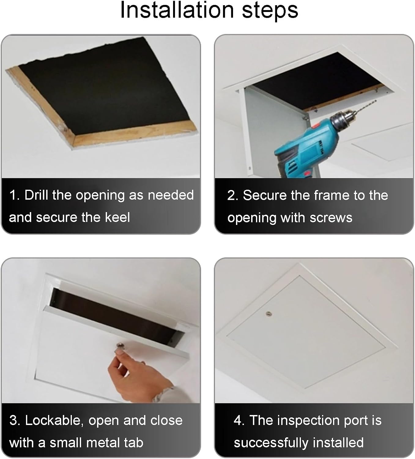 Aluminum Alloy Acces-s Cover Panel, Universal Flush Mount Service Hatch Door with Screws, Wall Inspection Hole Cover Plate for Plumbing & Electrical Cables(Black,15x15cm(5.9x5.9in))