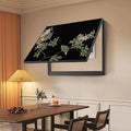 Breaker Box Cover Decorative, Hide Electrical Panel Cover Fuse Box Lid, Chinese Painting Poster with Flowers, for Living Room and Office(Black 1,70 * 50cm/27.5 * 19.7in)
