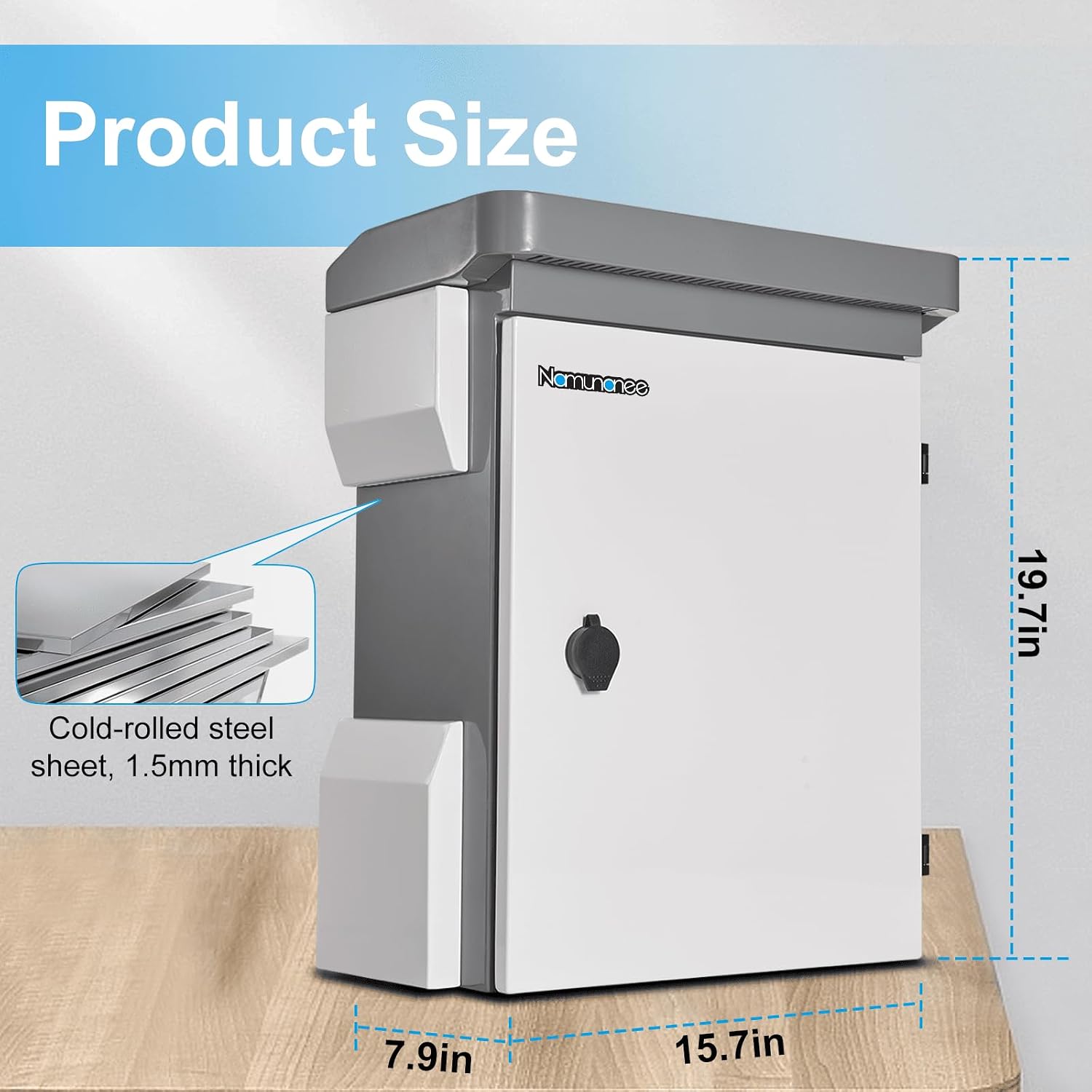 Outdoor Electrical Box, Cold-Rolled Steel Plate, Aluminum Alloy Back Beam, One-Piece Ventilation Design, IP65 Waterproof, Wall/Pole Mounted (19.7' x 15' x 7.9')